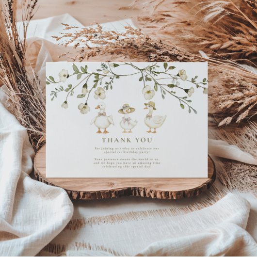 Silly Goose 1st Birthday Neutral Floral  Bedankkaart