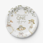 Silly Goose 1st Birthday Neutral Floral Papieren Bordje (Voorkant)