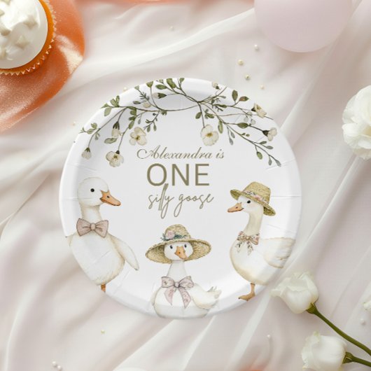 Silly Goose 1st Birthday Neutral Floral Papieren Bordje