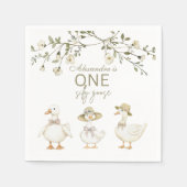 Silly Goose 1st Birthday Neutral Floral  Servet (Voorkant)