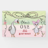 Silly Goose 1st Birthday Pink Coquette Aesthetic Spandoek (Horizontaal)