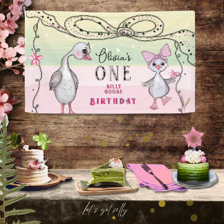 Silly Goose 1st Birthday Pink Coquette Aesthetic Spandoek