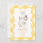 Silly Goose 1st Birthday Yellow Gingham Kaart (Voorkant)