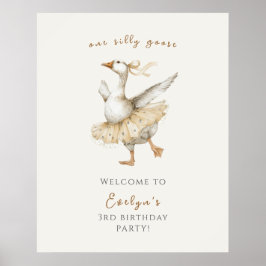 Silly Goose 3rd Birthday Watercolor Welcome Poster