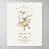 Silly Goose 3rd Birthday Watercolor Welcome Poster (Voorkant)