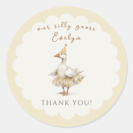 Silly Goose 3rd Birthday Yellow Watercolor Ronde Sticker