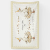 Silly Goose 3rd Birthday Yellow Watercolor Welcome Spandoek (Verticaal)