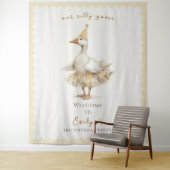 Silly Goose 3rd Birthday Yellow Watercolor Welcome Wandkleed (In situ)