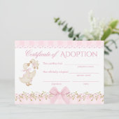 Silly Goose adoptiecertificaat Roze Gingham Kaart (Staand voorkant)