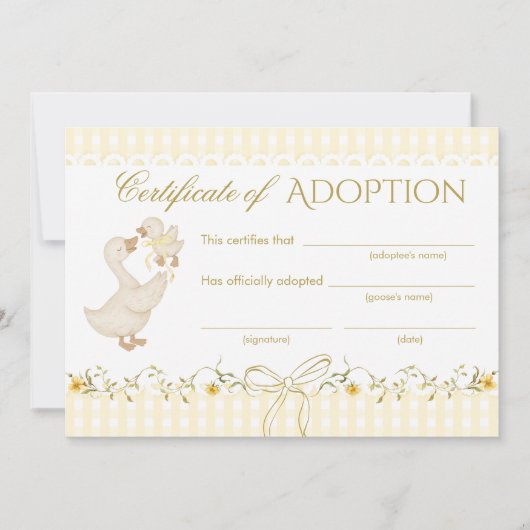 Silly Goose Adoption certificate Gender Neutral Kaart (Voorkant)