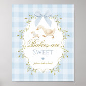 Silly Goose Babies are sweet Blue Gingham Bow Poster (Voorkant)