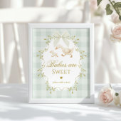 Silly Goose Babies are sweet Sage Green Gingham Poster