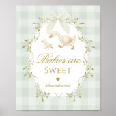 Silly Goose Babies are sweet Sage Green Gingham Poster (Voorkant)