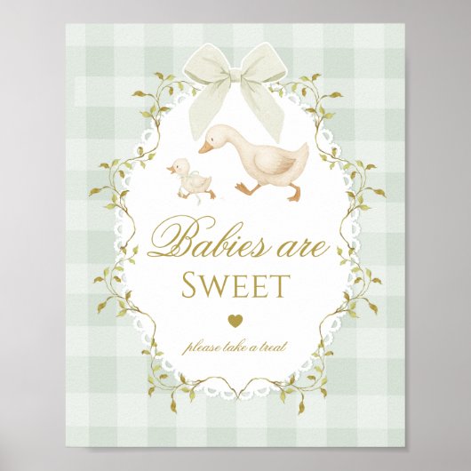 Silly Goose Babies are sweet Sage Green Gingham Poster (Voorkant)