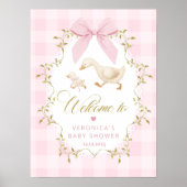 Silly Goose Baby Girl Shower Pink Gingham Welcome Poster (Voorkant)