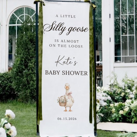 Silly Goose Baby Shower Banner, Personalized Goose Spandoek
