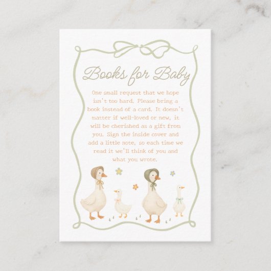 Silly Goose Baby Shower Books for Baby Informatiekaartje (Voorkant)