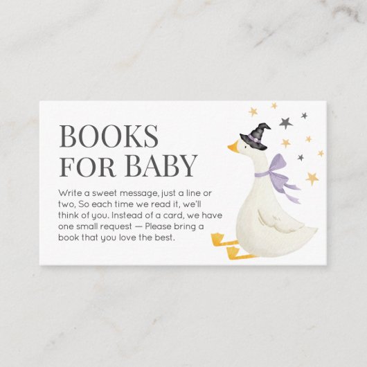 Silly Goose Baby Shower Books for Baby Informatiekaartje (Voorkant)