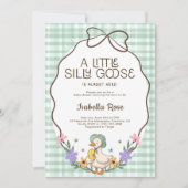 Silly Goose Baby Shower Green Gingham Neutral Kaart (Voorkant)