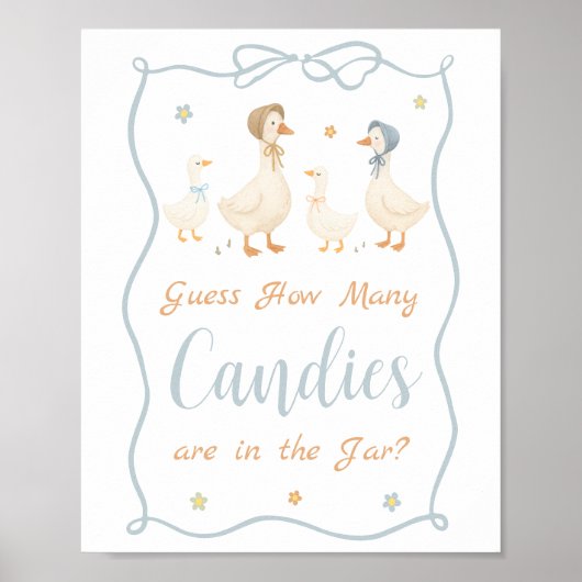 Silly Goose Baby Shower Guess How Many Candies Poster (Voorkant)