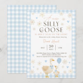 Silly Goose Baby Shower Invitation Boy, Blue Baby  Kaart (Voorkant / Achterkant)
