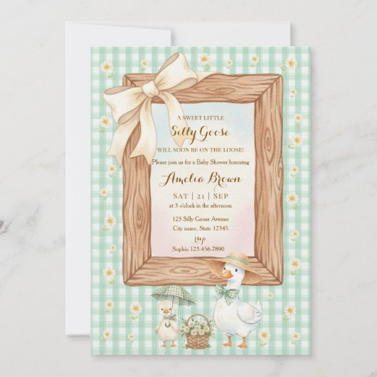 Silly Goose Baby Shower Invitation Kaart (Voorkant)