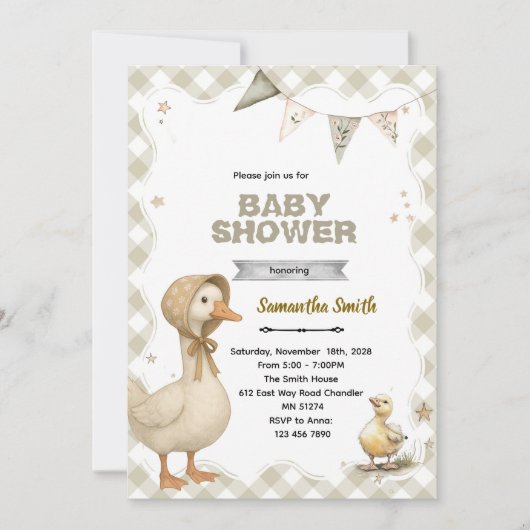 Silly Goose Baby Shower Invitation Kaart (Voorkant)