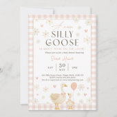 Silly Goose Baby Shower Invites Girl. Pink Gingham Kaart (Voorkant)