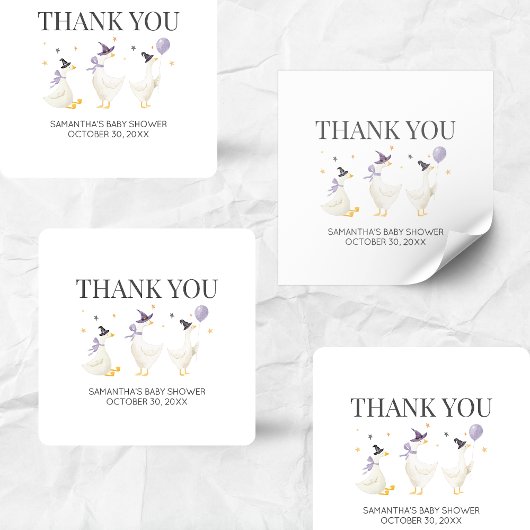 Silly Goose Baby Shower Vierkante Sticker