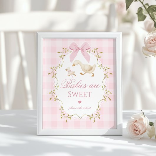 Silly Goose Baby's zijn lief Roze Gingham Poster