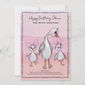 Silly Goose Birthday Coloring Game Pink Bow Card Kaart (Achterkant)