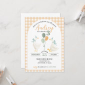 Silly Goose Birthday Invitation | Watercolor Plaid Kaart (Voorkant / Achterkant in situ)