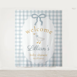 Silly Goose Blue Baby Shower Welcome Backdrop  Wandkleed
