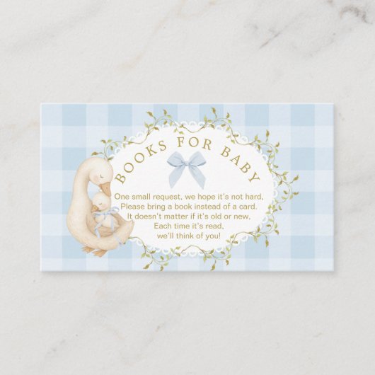Silly Goose Blue Bow Gingham Books for baby ticket Informatiekaartje (Voorkant)