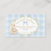 Silly Goose Blue Bow Gingham Diaper raffle ticket Informatiekaartje (Voorkant)
