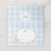 Silly Goose Blue Bow Gingham Whimsical Plaatskaartje (Buitenkant ongevouwen)