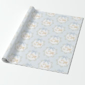 Silly Goose Blue Bow Whimsical Preppy Cadeaupapier (Uitgerold)