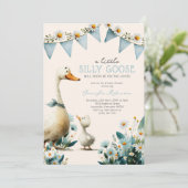 Silly Goose Blue Boy Baby Shower Kaart (Staand voorkant)