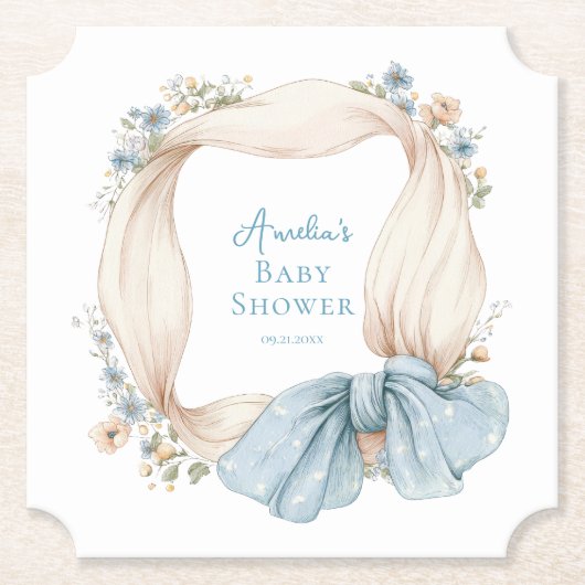 Silly Goose Blue Floral Paper Coaster Kartonnen Onderzetters (Voorkant)