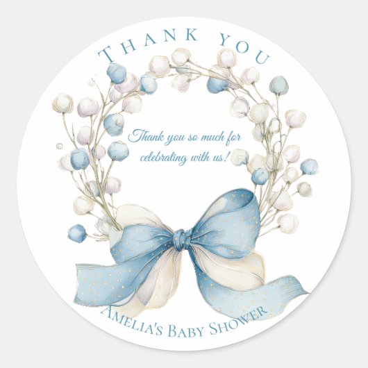 Silly Goose Blue Floral Round Favor Sticker (Voorkant)