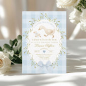 Silly Goose Blue Gingham Baby Boy Shower Kaart