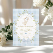 Silly Goose Blue Gingham Baby Boy Shower Kaart