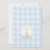 Silly Goose Blue Gingham Baby Boy Shower Kaart (Achterkant)