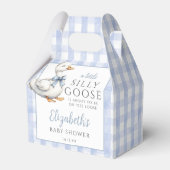 Silly Goose Blue Gingham Baby Shower Bedankdoosjes (Achterkant)