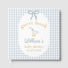 Silly Goose Blue Gingham Baby Shower Guest Book Gastenboek