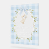 Silly Goose Blue Gingham Baby Shower Welcome Acryl Bord (Hoek)