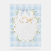 Silly Goose Blue Gingham Baby Shower Welcome Acryl Bord (Voorkant)