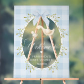 Silly Goose Blue Gingham Baby Shower Welcome Acryl Bord (Neutraal)