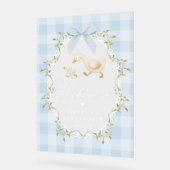 Silly Goose Blue Gingham Baby Shower Welcome Acryl Bord (Hoek)