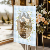 Silly Goose Blue Gingham Baby Shower Welcome Acryl Bord